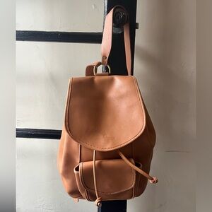 Beautiful Vintage British Tan Leather Backpack
